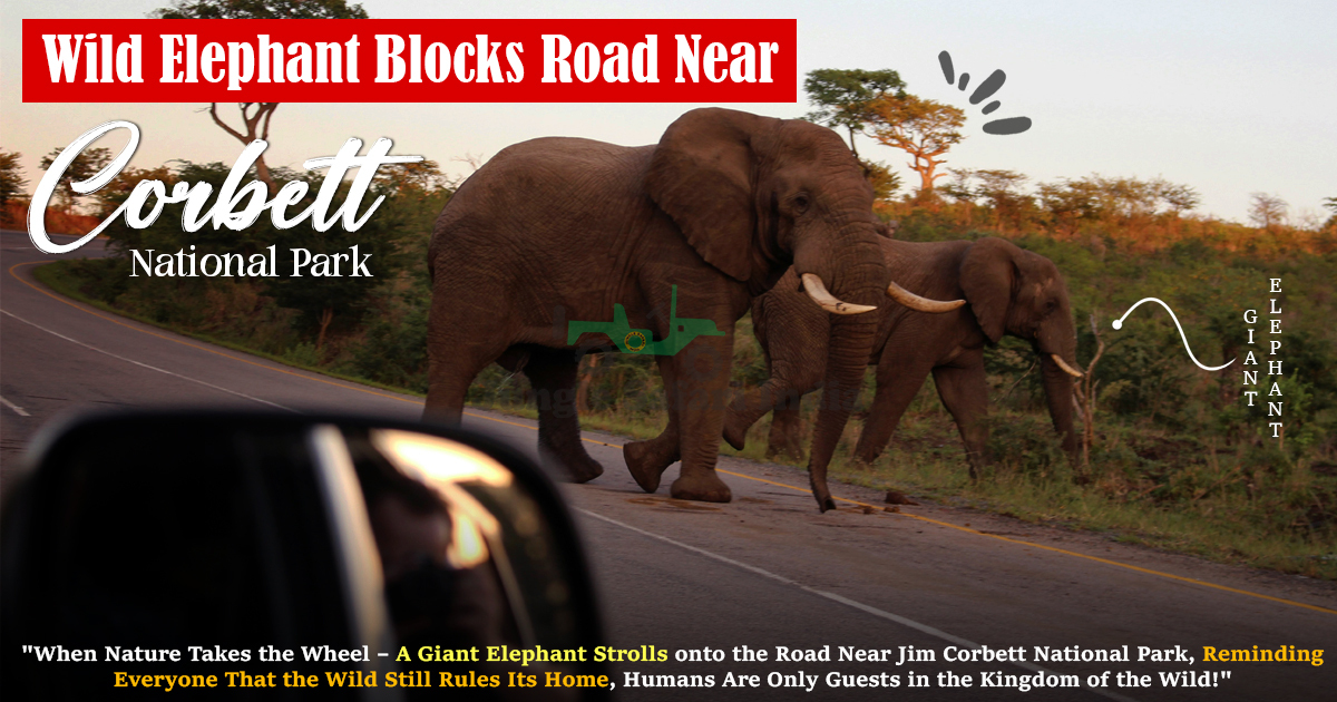 Wild Elephant Blocks Road Near Corbett